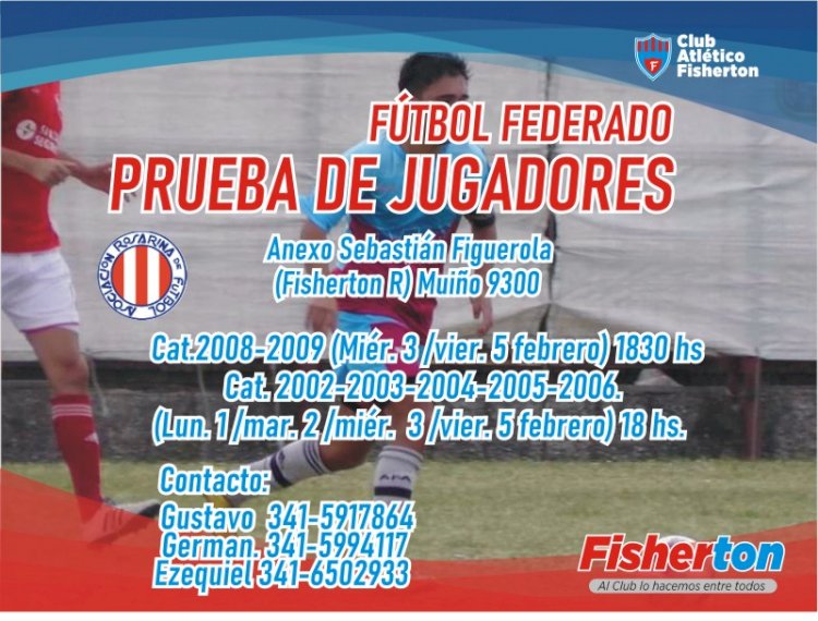 Fútbol Federado: continúan las pruebas de jugadores