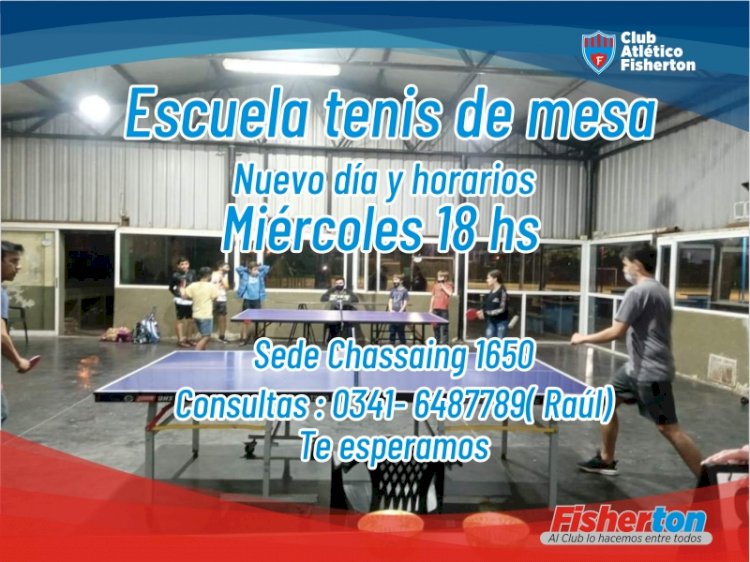 Nuevo día y horario de Tenis de Mesa