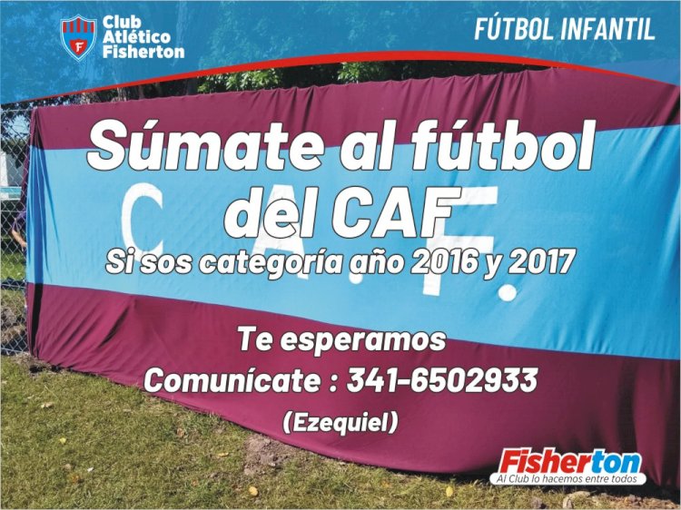 Sumate al Fútbol Infantil de Fisherton!!!